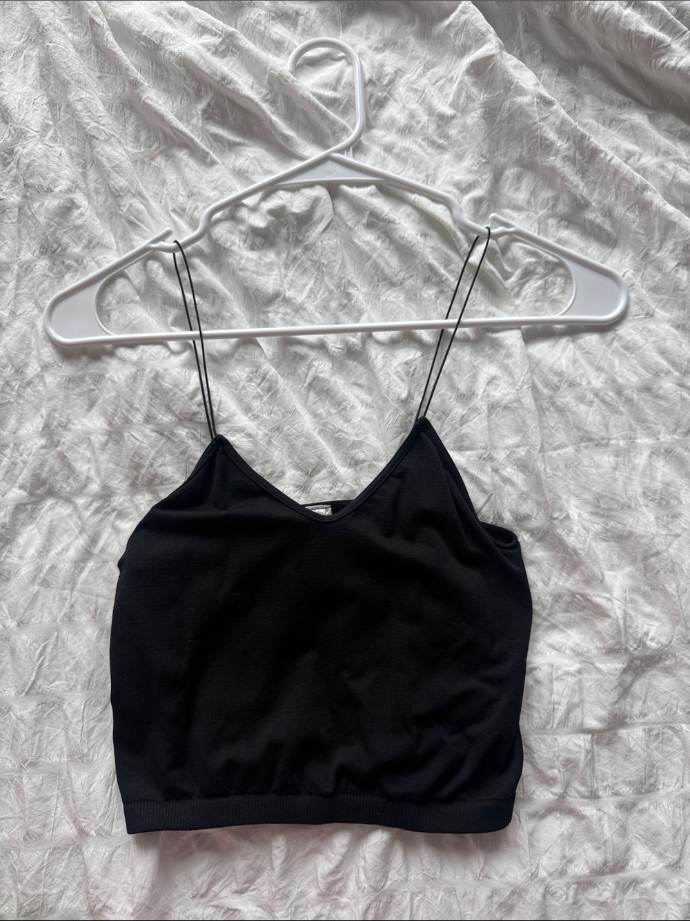 Black Spaghetti Strap Crop Top - Women's Sleeveless Tank